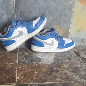 Nike Air Jordan Blue and White Sneakers with Gray Accents